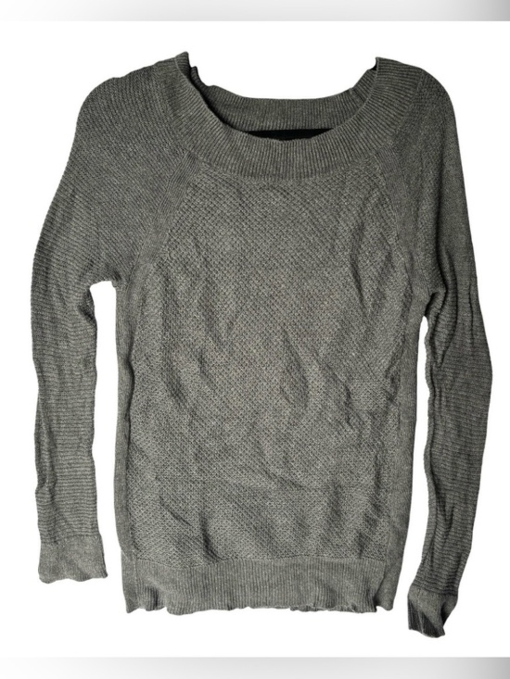 Ann Taylor LOFT Sweater Wool Blend Gray Pullover Round Neck Size Large